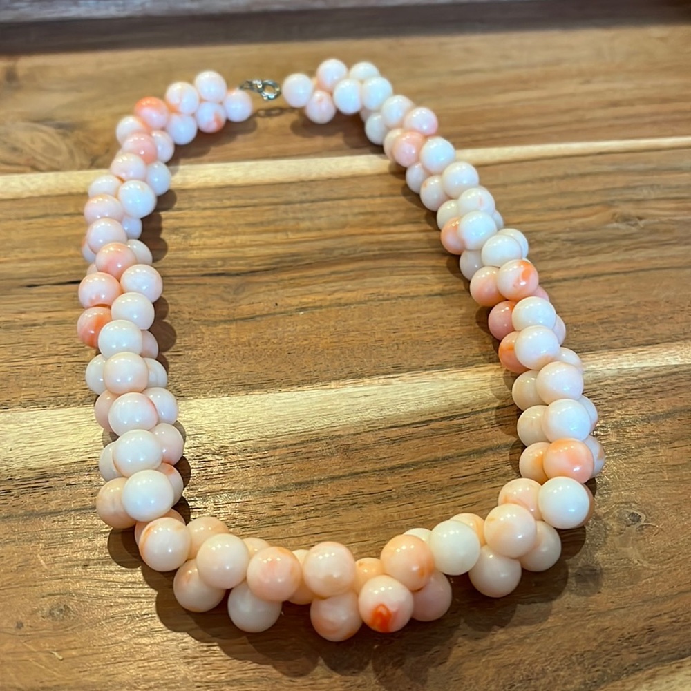Rare Vintage Pink & White Bubblegum Beaded Necklace